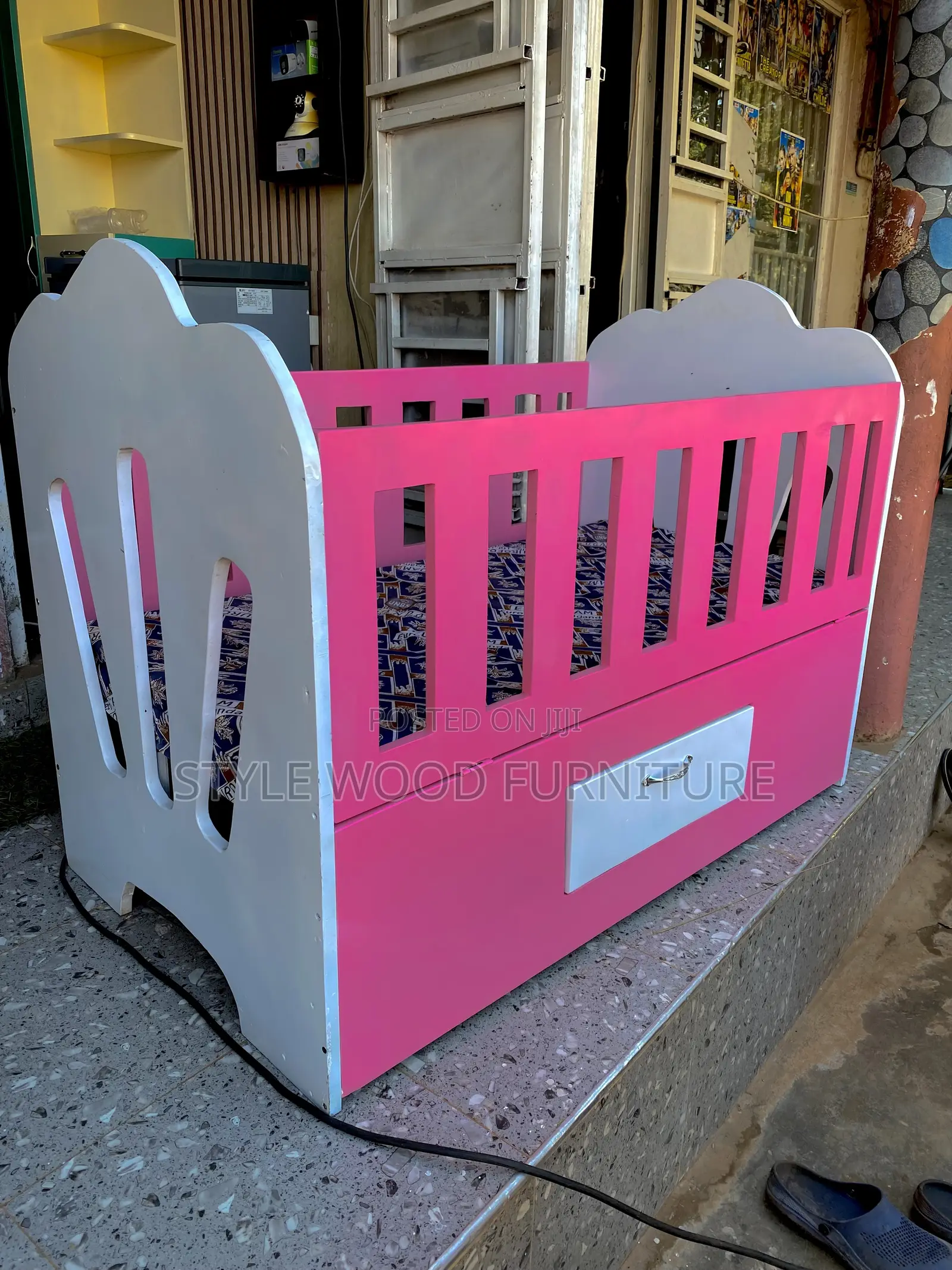 Baby Bed Pink and White