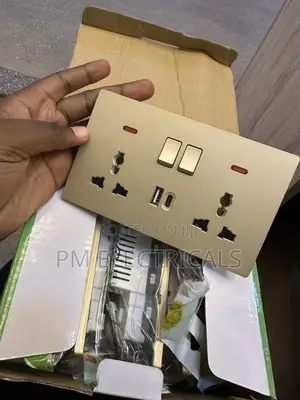 Double Socket Type C Plus USB Gold