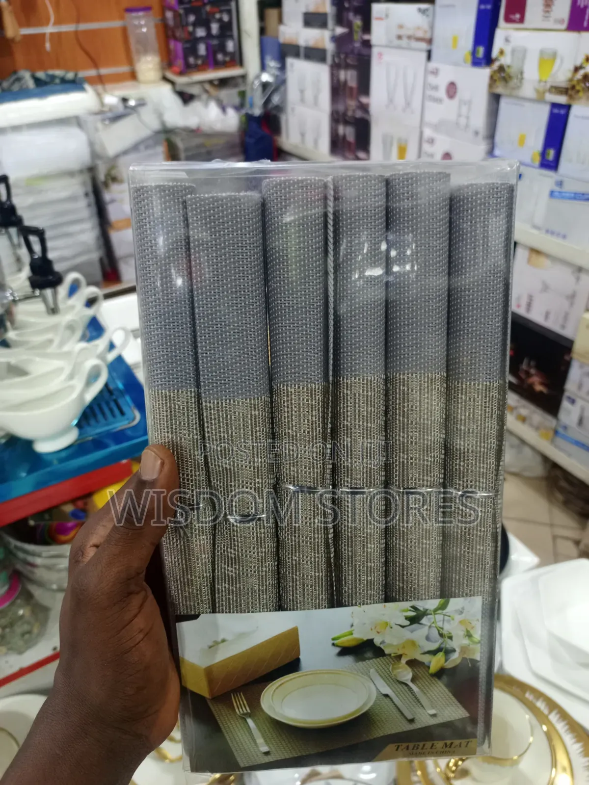 6pcs Grey and Silver Woven PVC Dining Table Placemats.