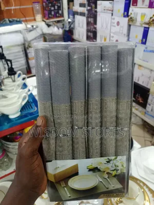 6pcs Grey and Silver Woven PVC Dining Table Placemats.