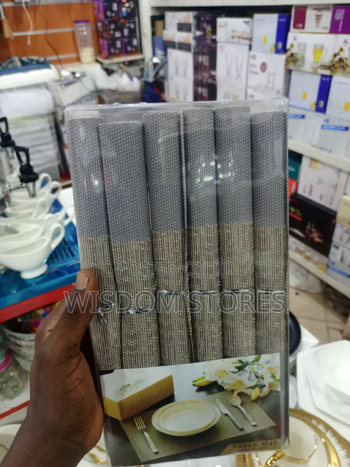 6pcs Grey and Silver Woven PVC Dining Table Placemats.