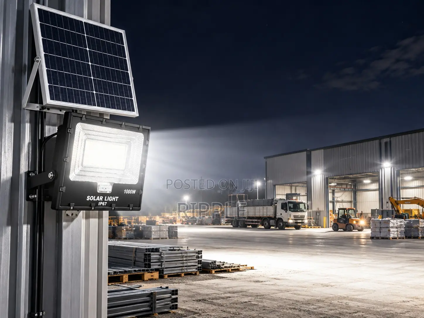 1000W Heavy Duty Solar Flood Light for Construction Open Spaces
