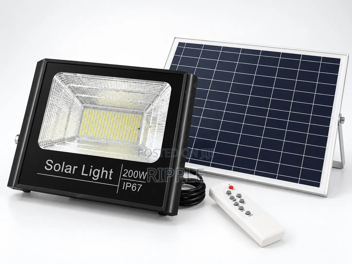 200W Heavy Duty Solar Flood Light Extra Bright With Panel Remote