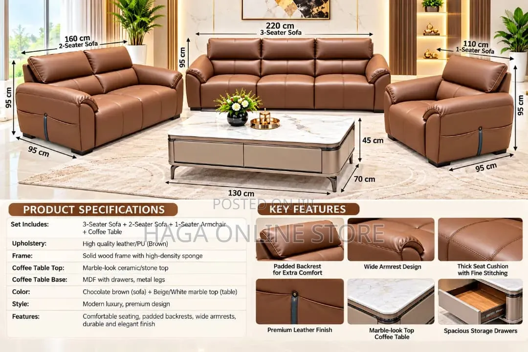 Brown Leather Sofa