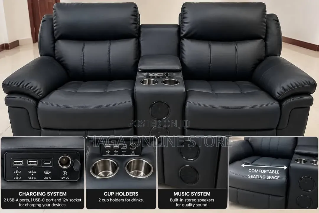 Black Leather Recliner Sofa