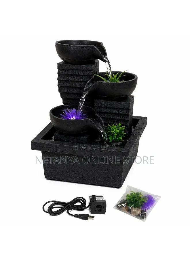 Elegant Modern Black Tabletop Water Fountain