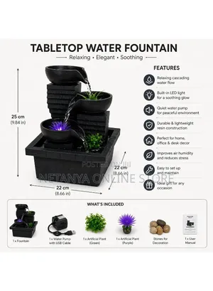 Elegant Modern Black Tabletop Water Fountain