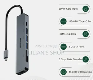 Green Lion 7-in-1 USB-C Hub - Gray