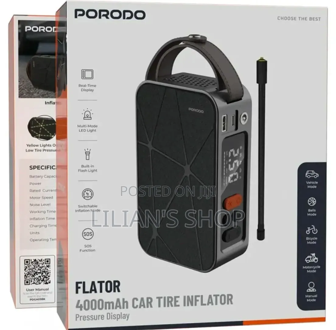 Porodo Flator 4000mAh Portable Car Tire Inflator