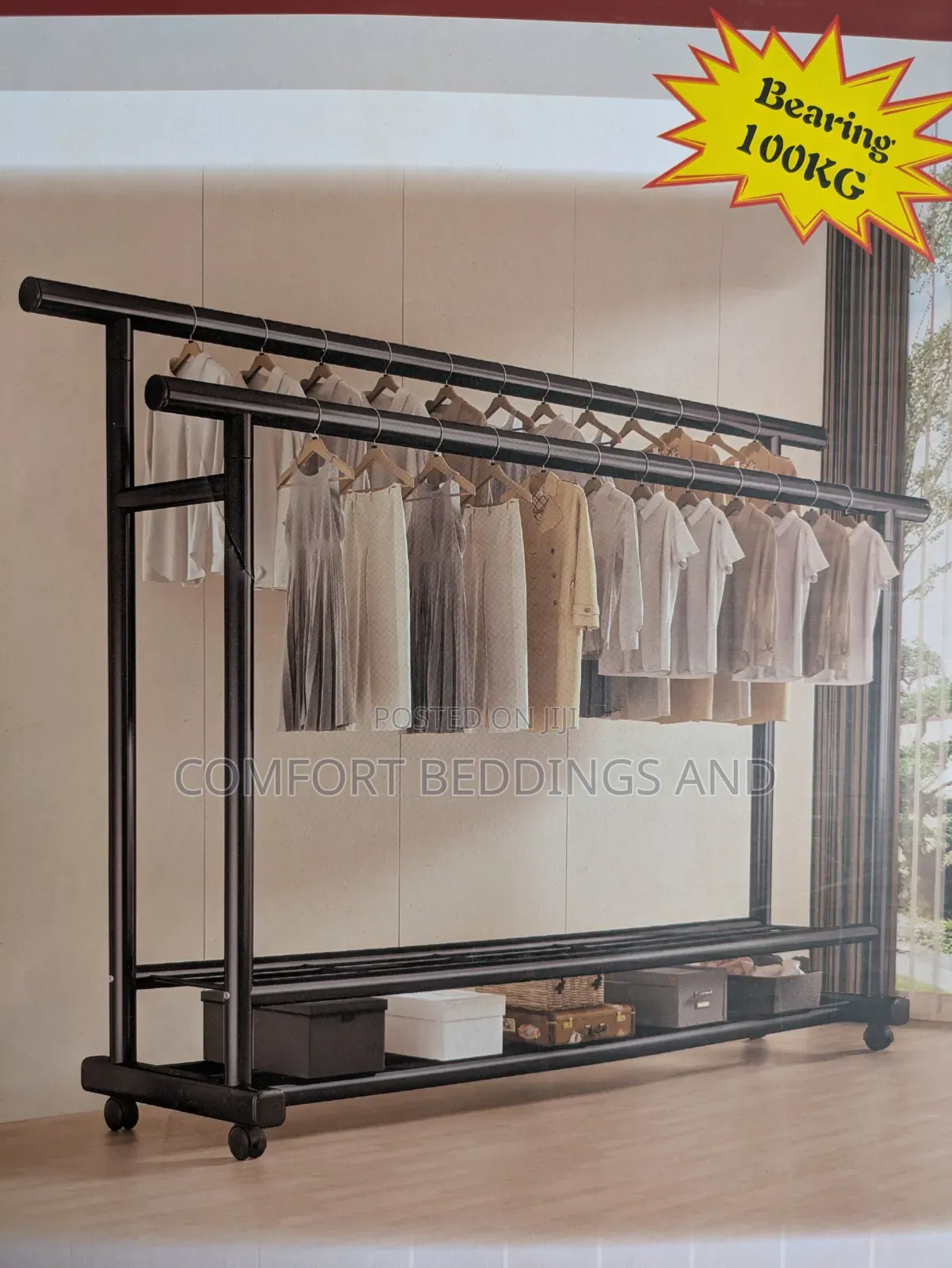 Double Pole Clothes Storage Rack