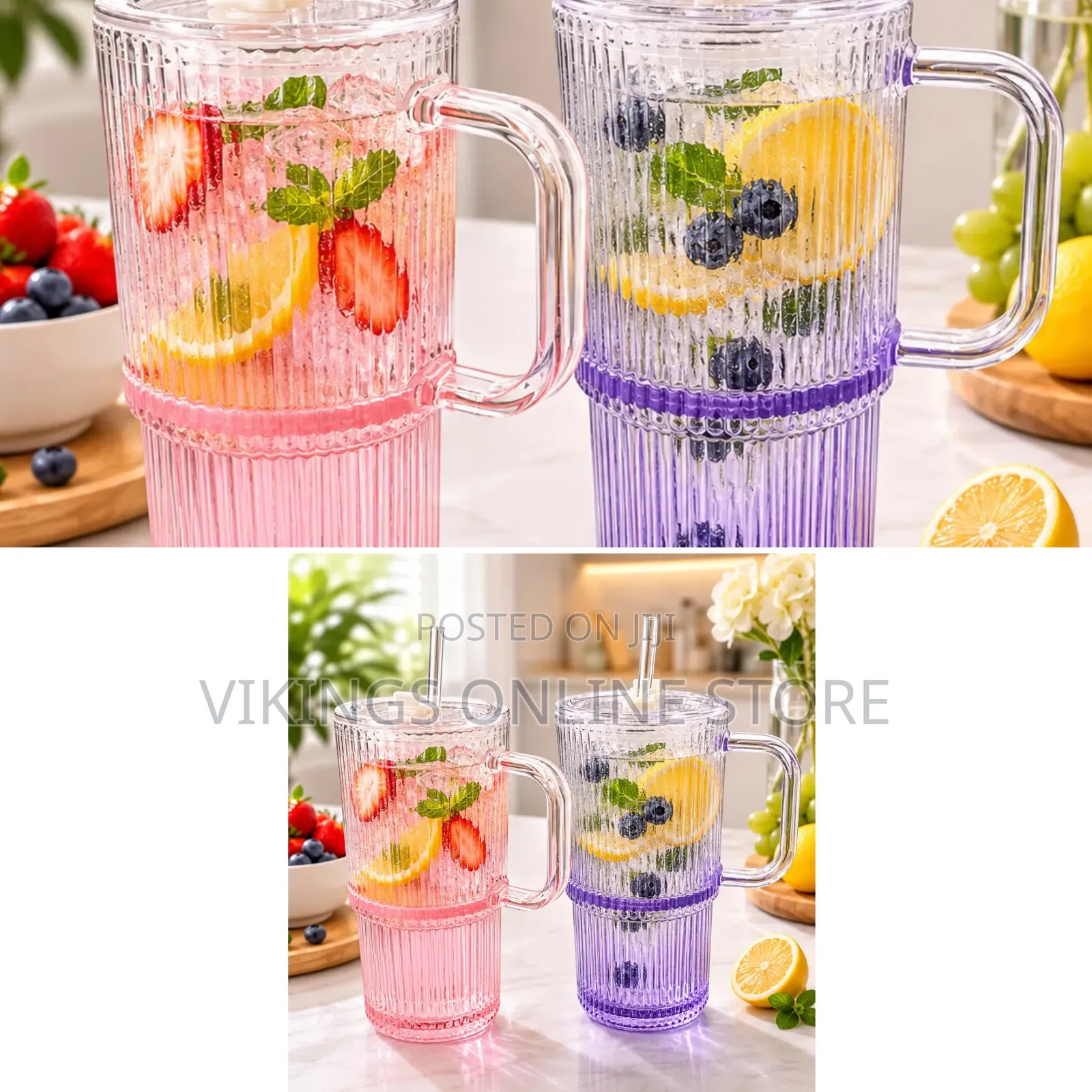 600ml Ribbed Glass Tumbler