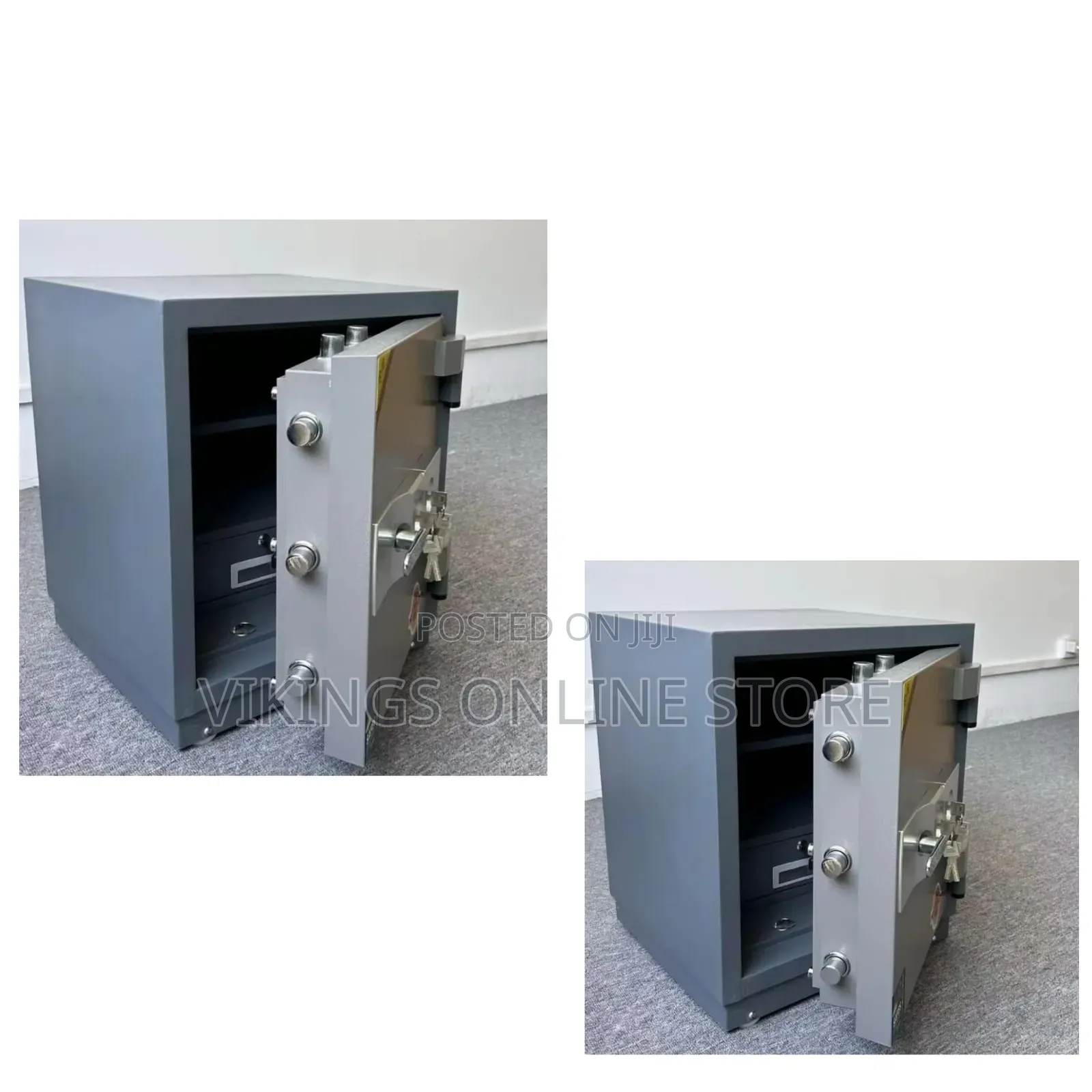 60kg Heavy-Duty, Gray Fireproof and Anti-Burglar Security Safe Box
