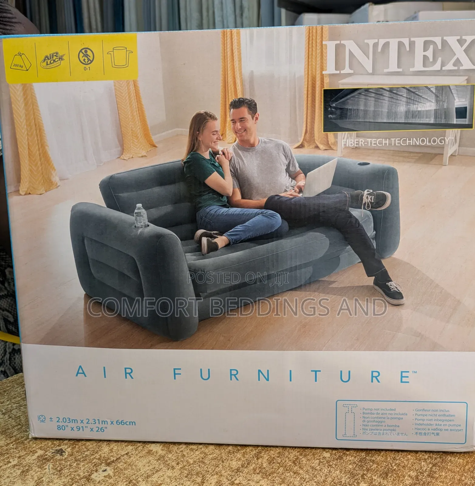 Two Seater Air Sofa With Mattress Gray
