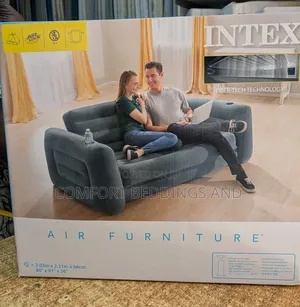 Two Seater Air Sofa With Mattress Gray