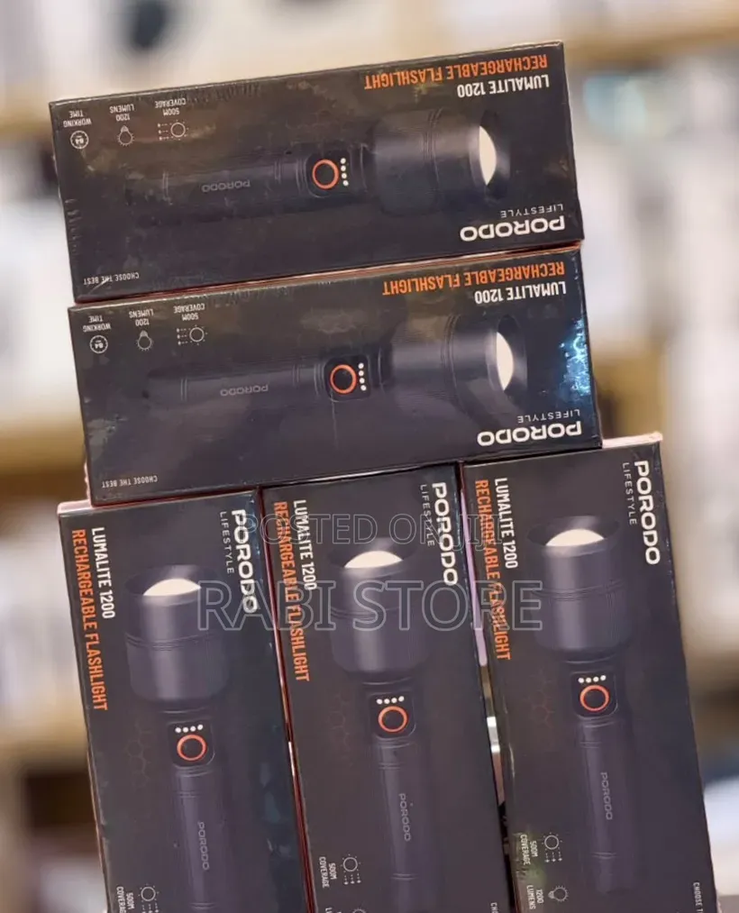 Torch Porodo Lifestyle Lumalite 1200 Rechargeble Flashlight, IPX5,