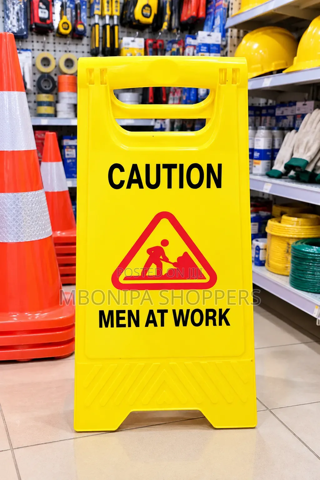 Foldable “Caution – Men at Work” Safety Sign