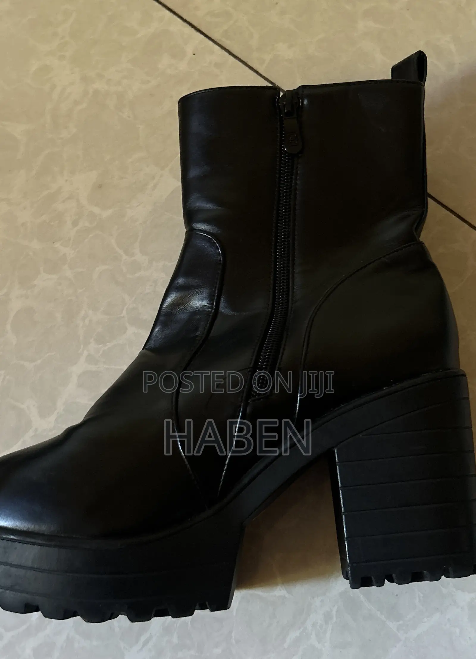 Black Chunky Heel Boots