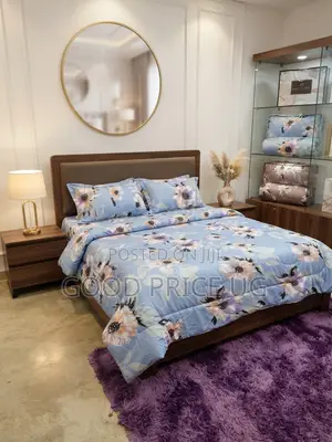 Elegant Light Blue Floral Bedding Set