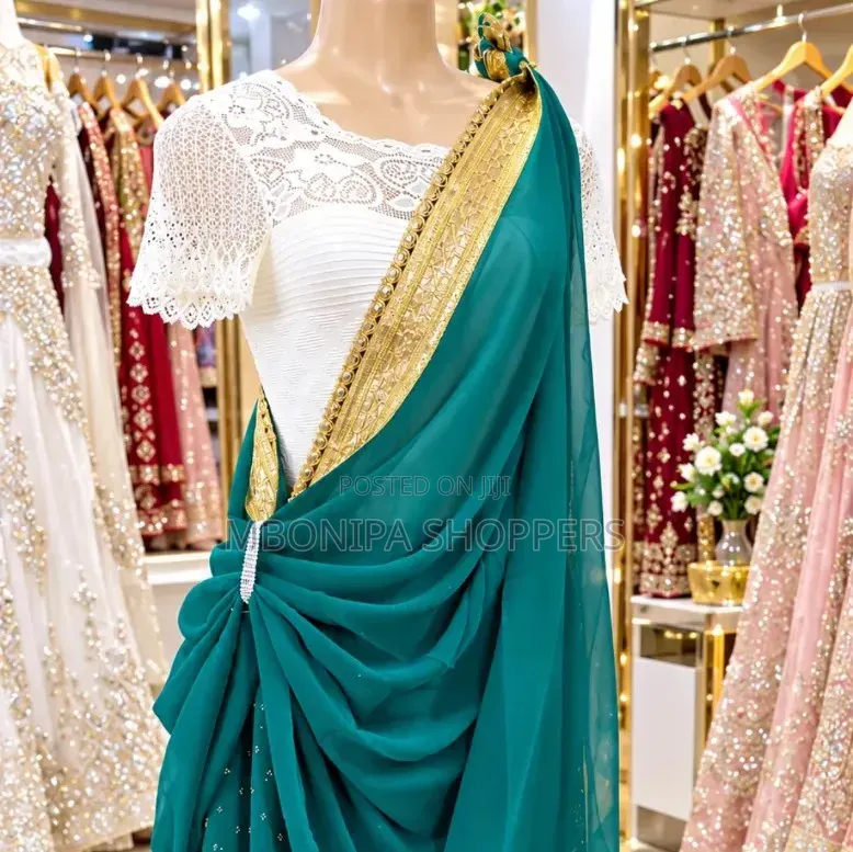 Mushanana – Elegant Teal Gold Traditional Outfit