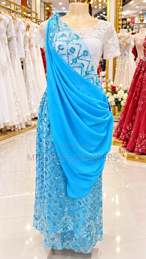 Elegant Blue Mushanana – Embroidered Traditional Dress