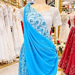 Elegant Blue Mushanana – Embroidered Traditional Dress