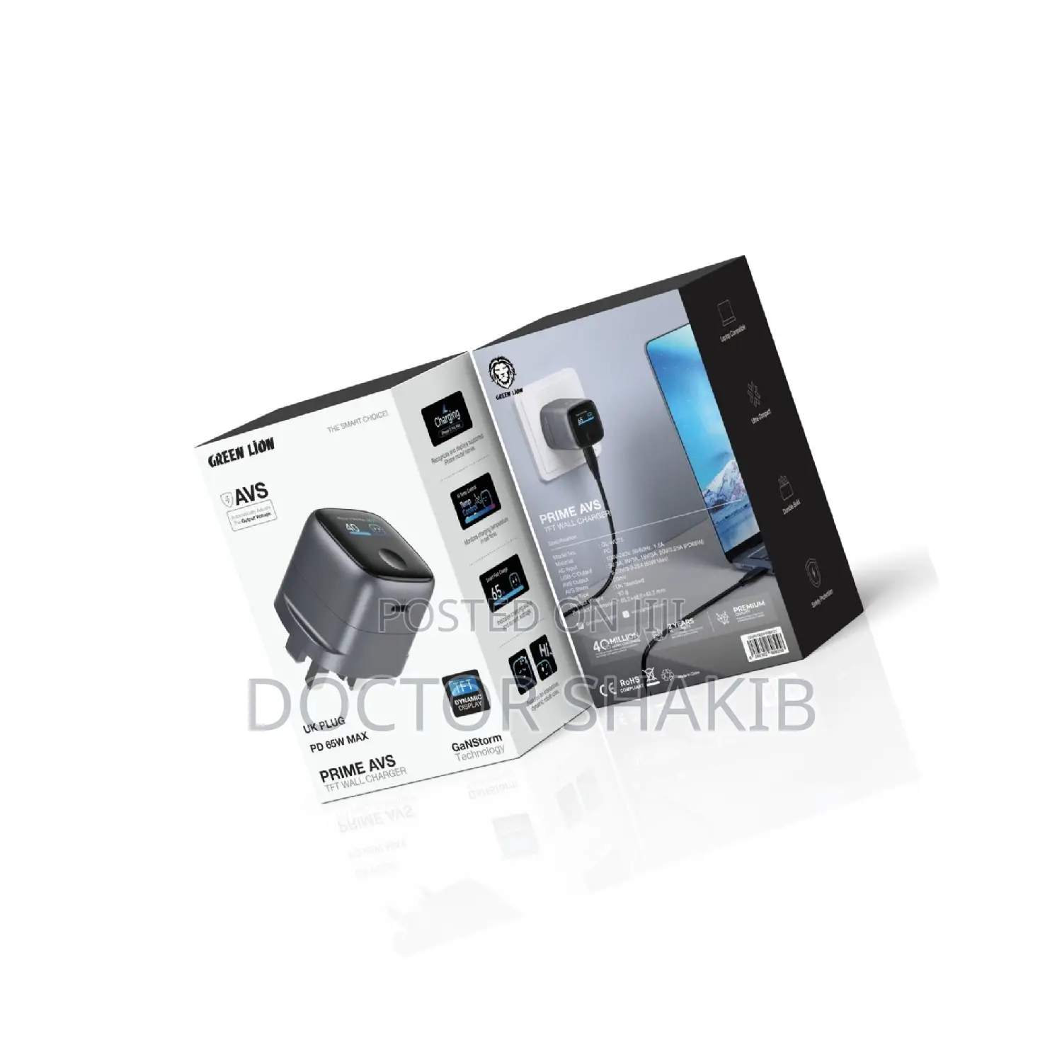 Green Lion Prime AVS TFT Wall Charger With GaNStorm Technology