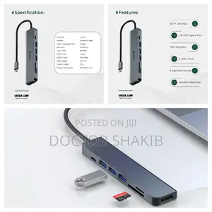 Green Lion 7-in-1 USB-C Hub - Gray