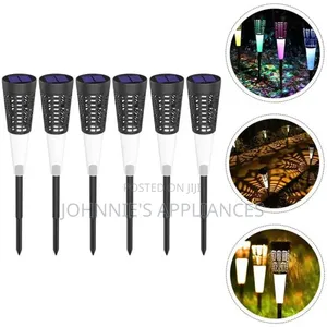 Set of 6 Solar Garden Pathway Lights – Black Outdoor Stake Lights