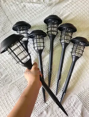 Set of 6 Solar Garden Pathway Lights – Black Outdoor Stake Lights