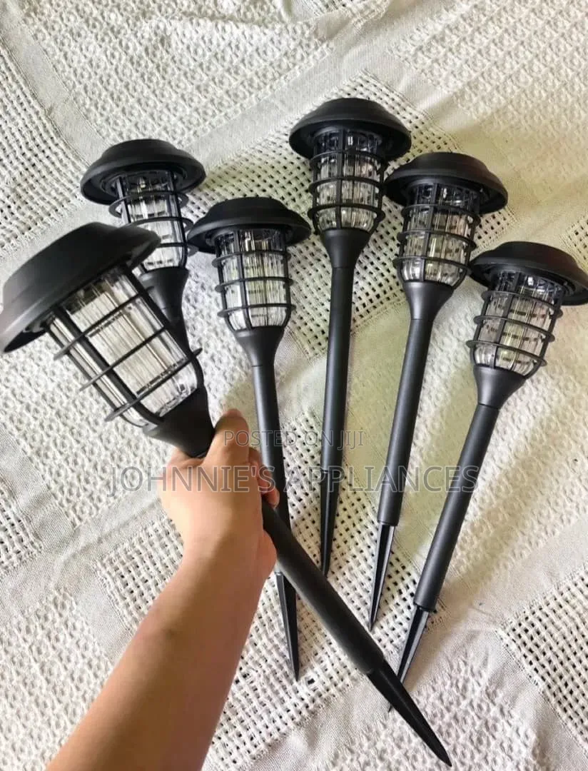 Set of 6 Solar Garden Pathway Lights – Black Outdoor Stake Lights