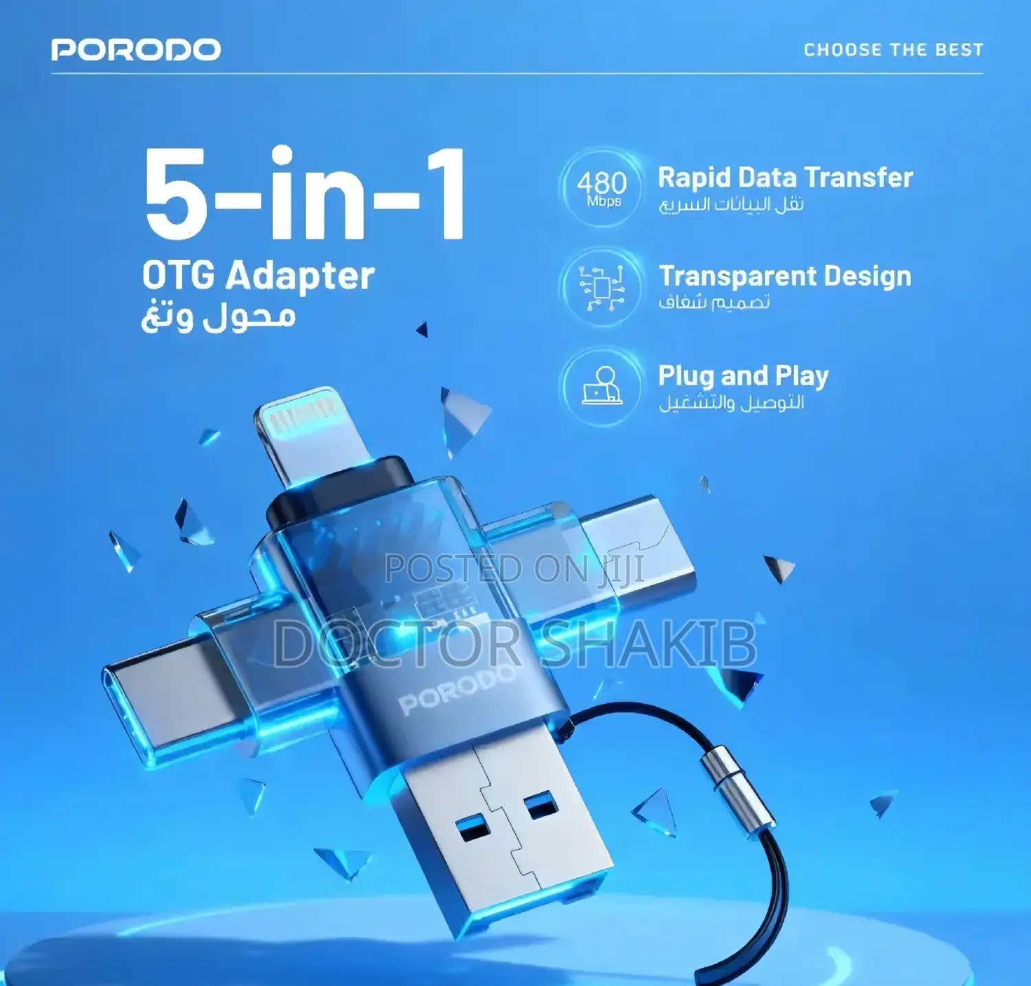 Porodo Minilink Transparent OTG Adapter, a Multi-Functional Data