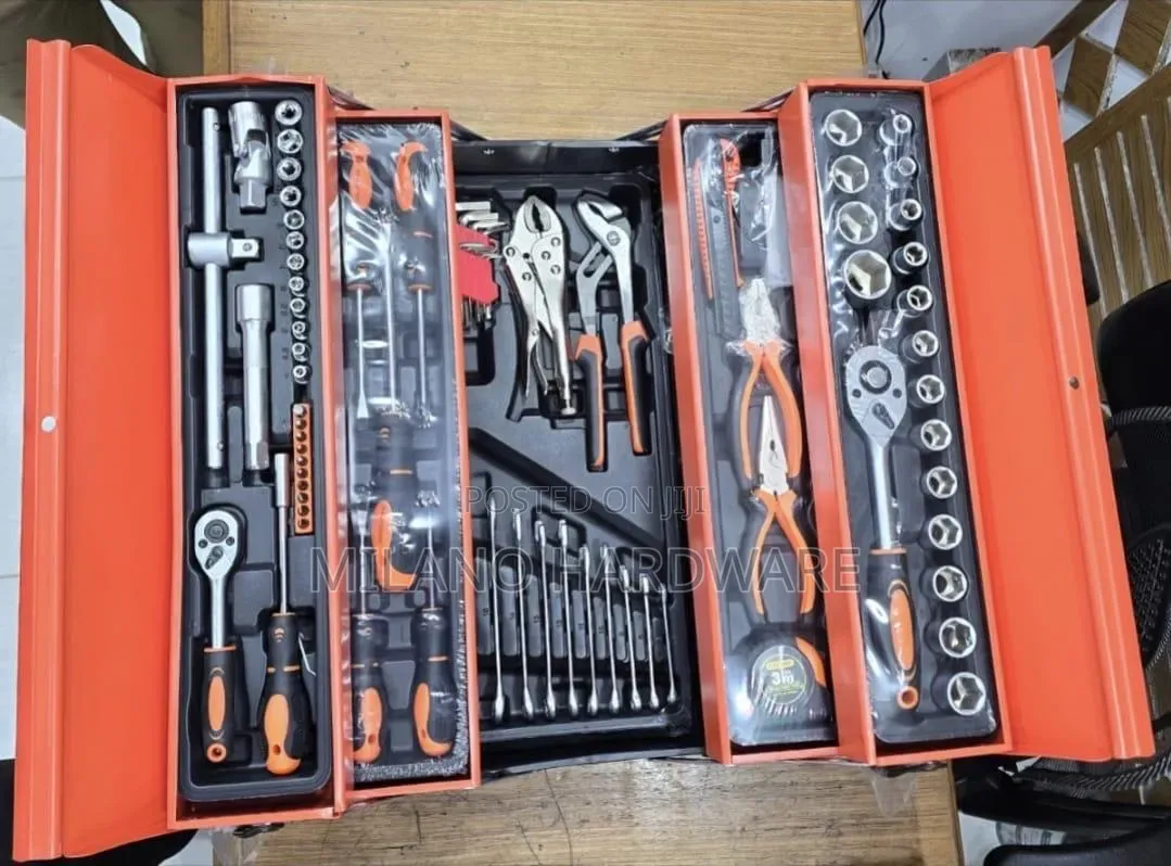 85-Piece Portable Folding Metal Toolbox Set