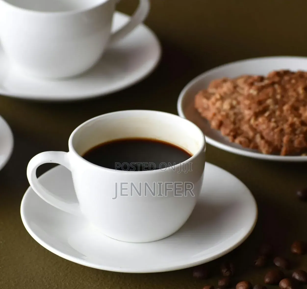 White Ceramic Espresso Cups and Saucers Set – 6 Cups 6 Saucers