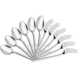Set 24 Stainless Steel Table Spoons and Forks + Free Stainless Stand
