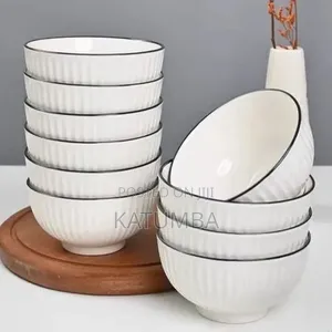 Set of 6 White Ceramic Bowls for Dessert, Oatmeal,Ice Cream,