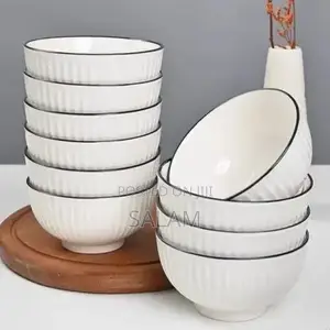 Set of 6 White Ceramic Bowls for Dessert, Oatmeal,Ice Cream,