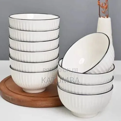 Set of 6 White Ceramic Bowls for Dessert, Oatmeal,Ice Cream,
