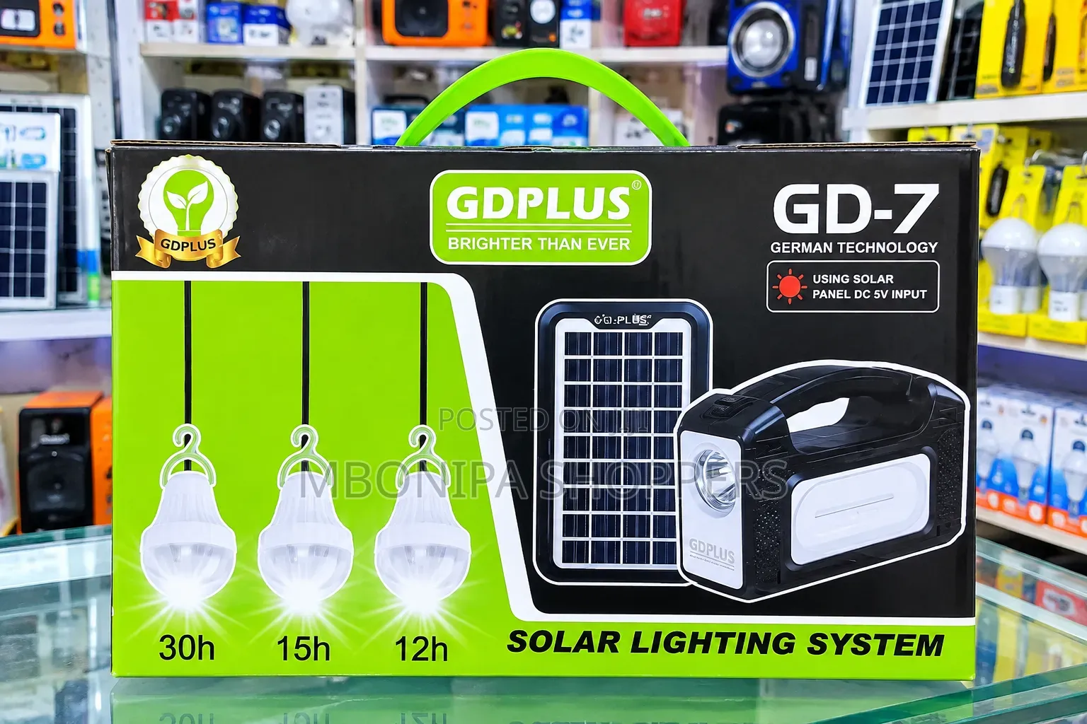 GDPLUS GD-7 Solar Lighting System Portable Solar Lamp With 3 LED Bulbs