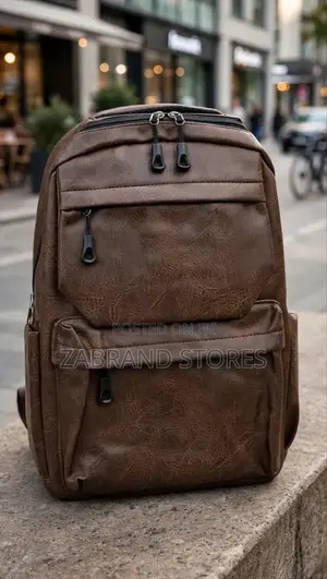 Coffee Brown Faux Leather Backpack