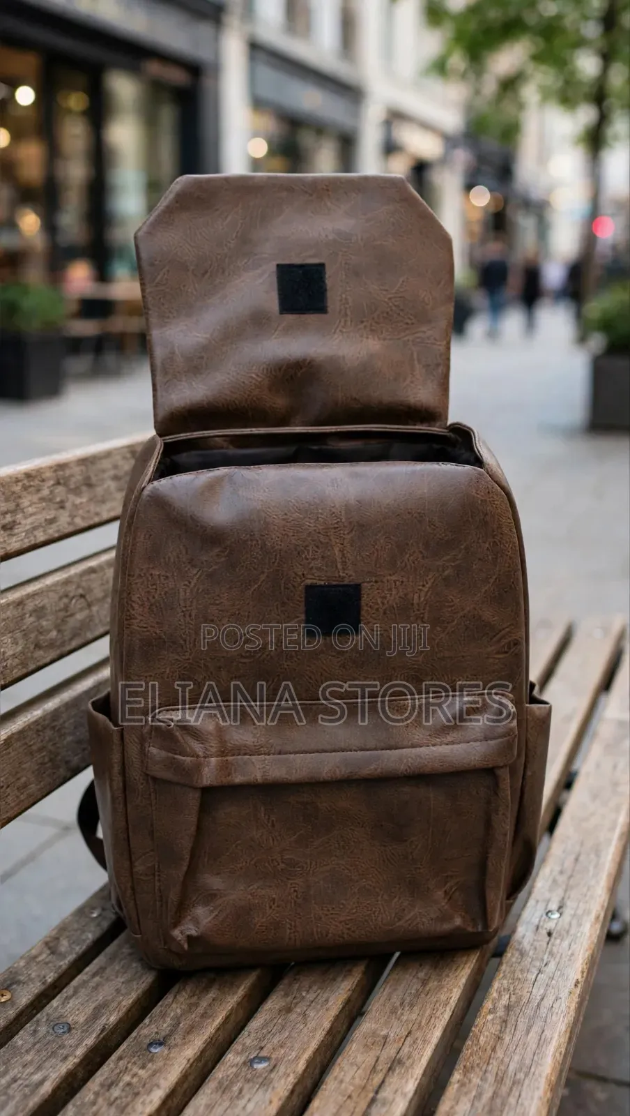 Coffee Brown Faux Leather Backpack