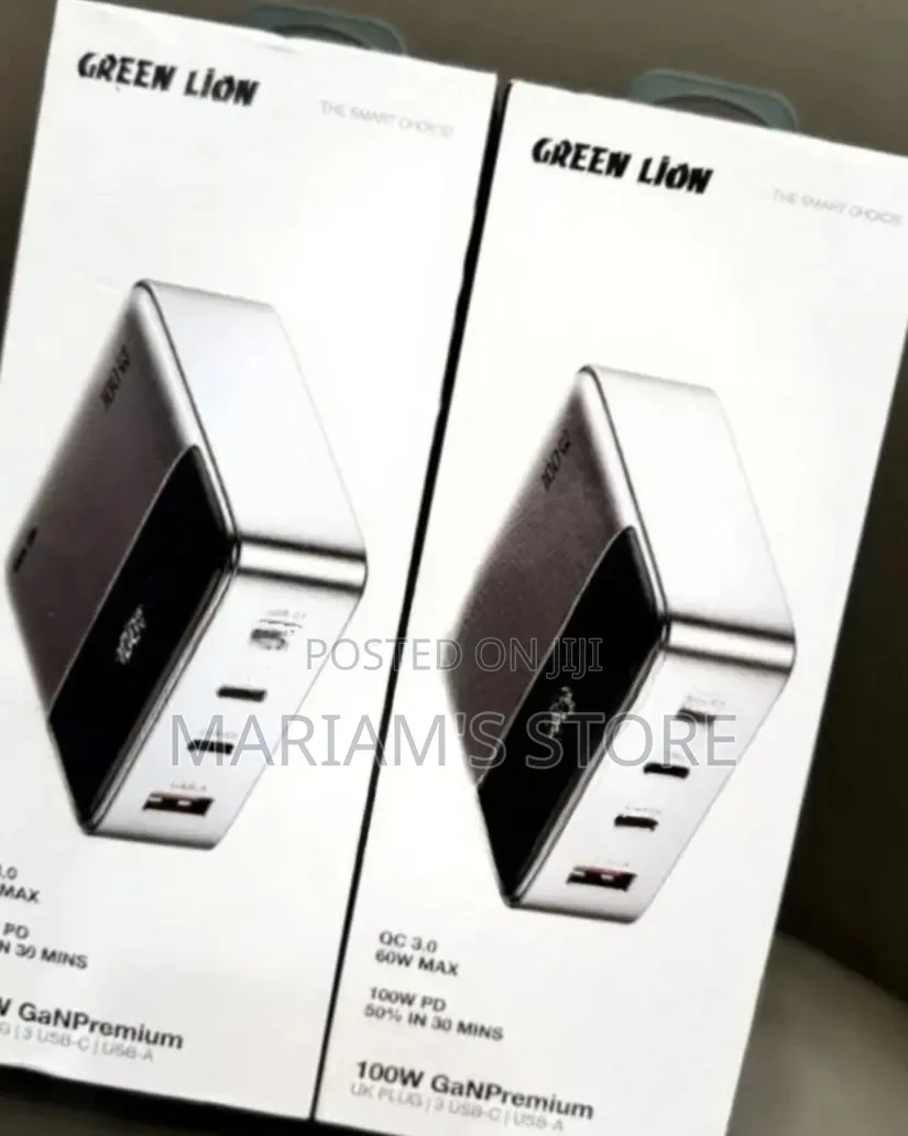 Green Lion 100W GaN Premium UK Plug Adapter.