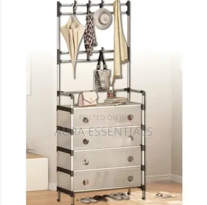 Multipurpose Coat and Dustproof Shoe Rack With Storage Shelves