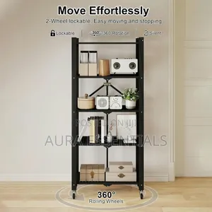 5-Tier Black Metal Foldable Storage Rack