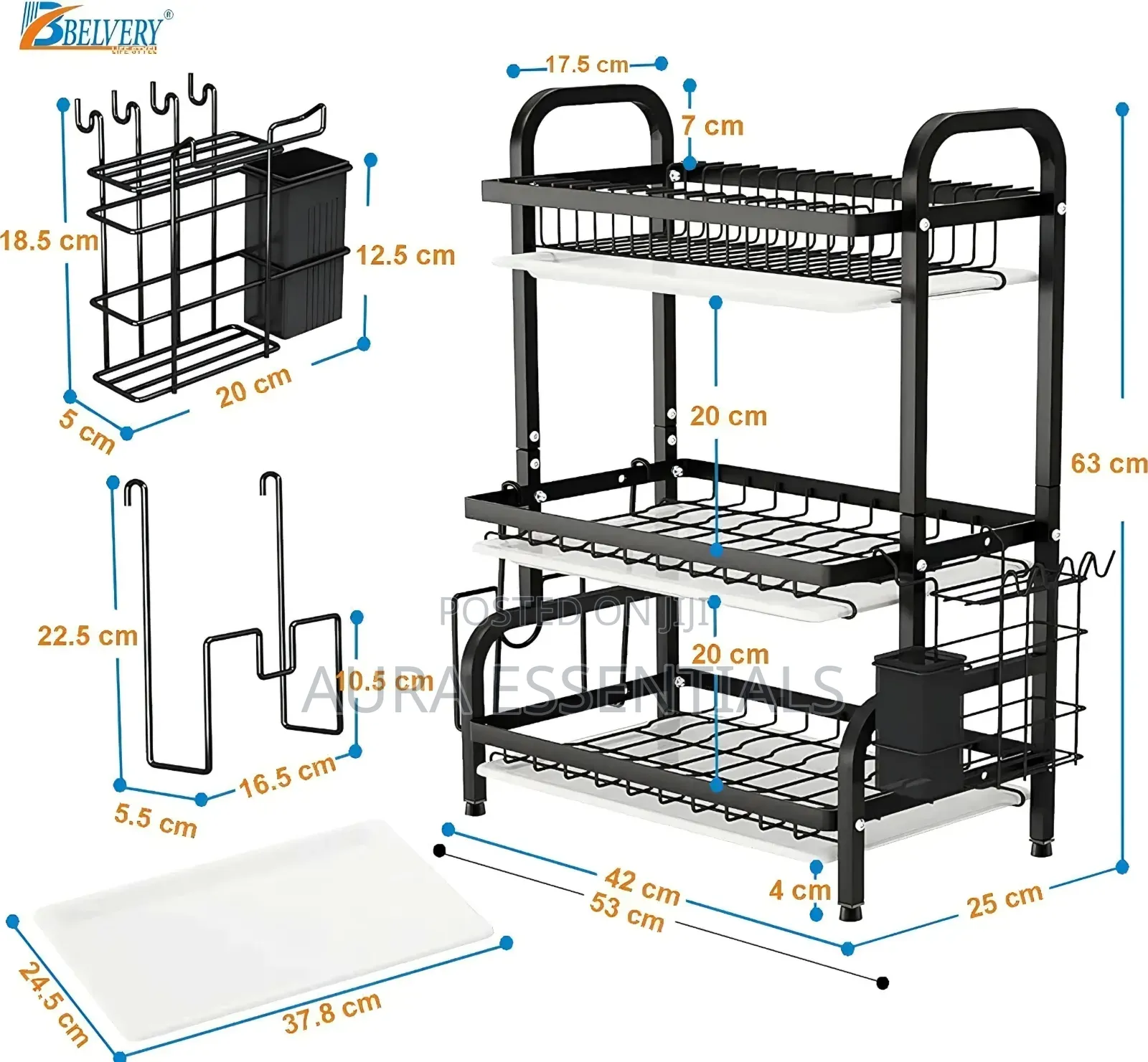 3 Tier Extra Large Carbon Steel Dish Rack