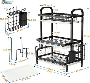 3 Tier Extra Large Carbon Steel Dish Rack