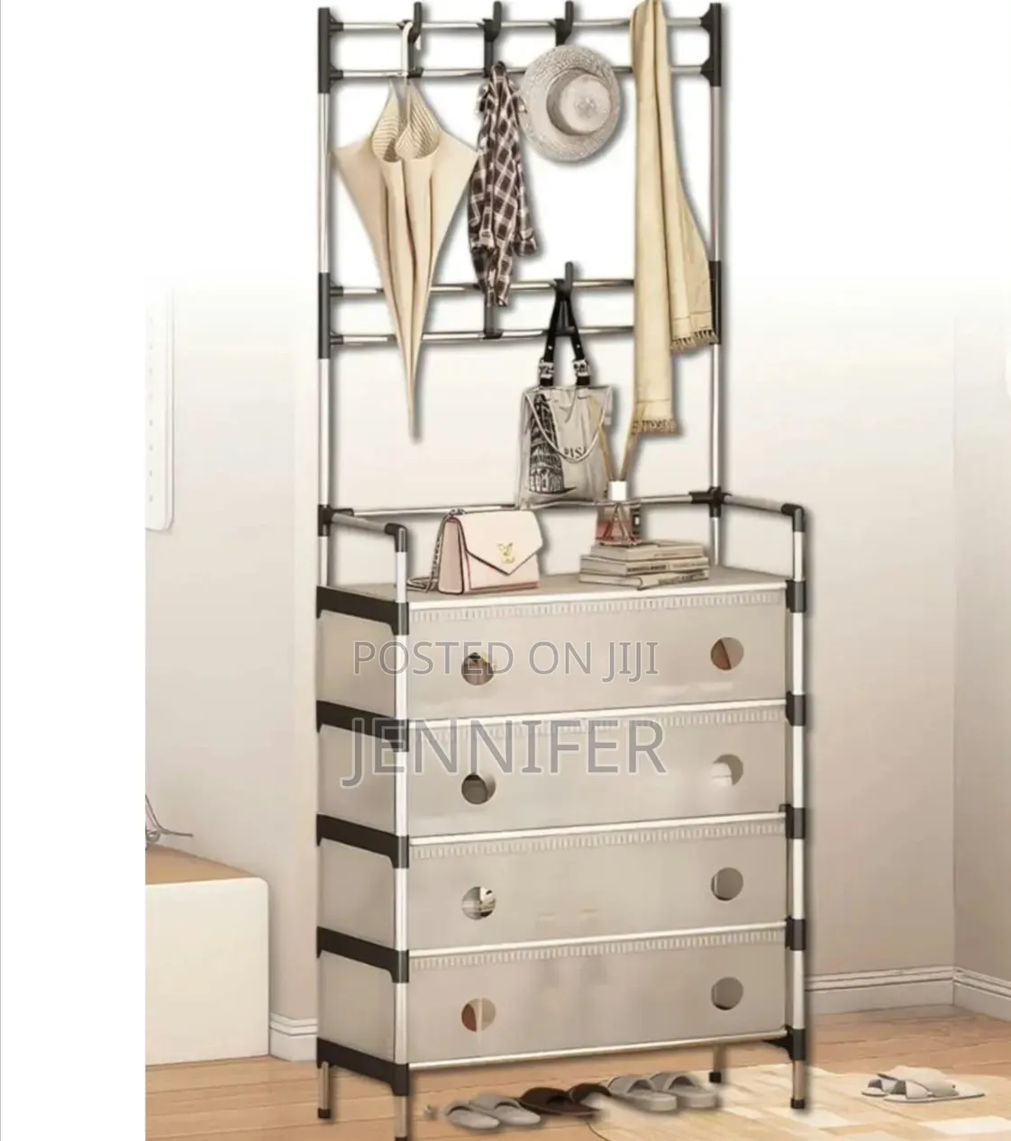 Multipurpose Coat and Dustproof Shoe Rack With Storage Shelves