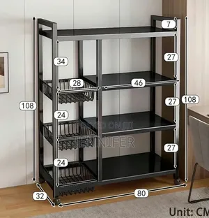 Adjustable 4-Tier Kitchen Shelves, Vegetable Storage Rack