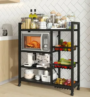 Adjustable 4-Tier Kitchen Shelves, Vegetable Storage Rack