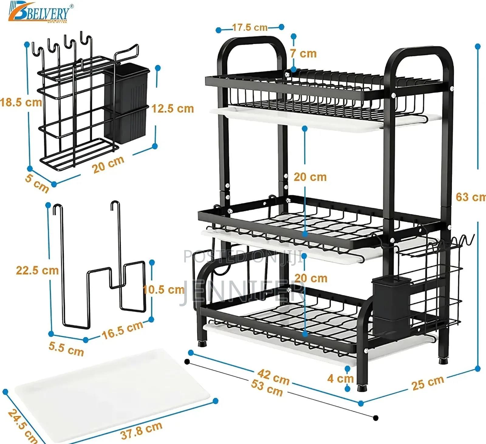 3 Tier Extra Large Carbon Steel Dish Rack