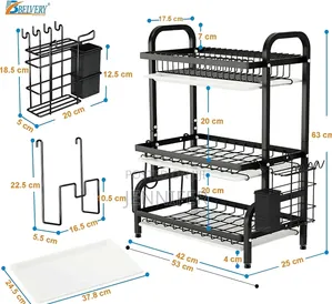 3 Tier Extra Large Carbon Steel Dish Rack